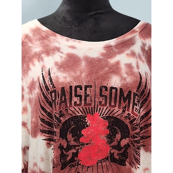 Torrid Raise Some Hell Classic Fit Size 1 Tie Dye 3/4 Sleeve Skull T Shirt 14/16 - Picture 3 of 10